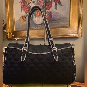 Vera Bradley Black Diamond Quilted Microfiber Handbag w/ 
Checkerboard Detail